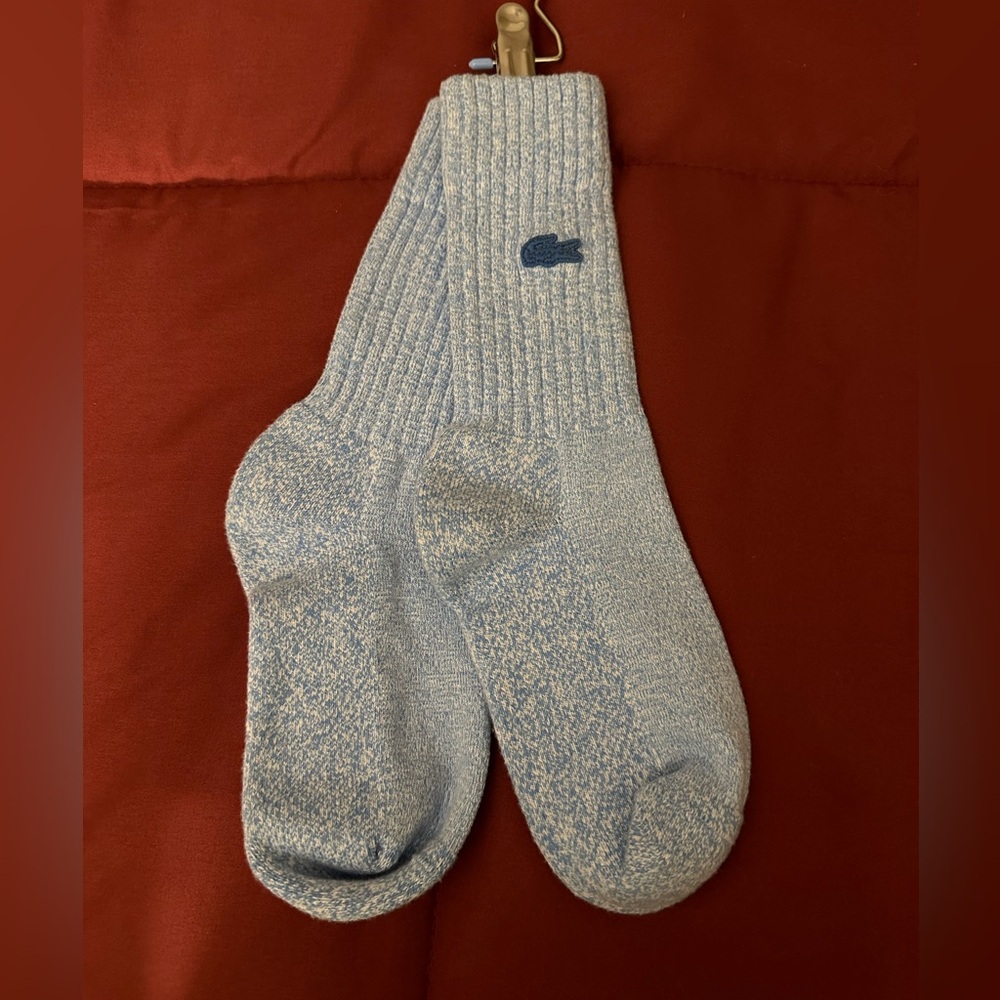 Blue Lacoste logo socks